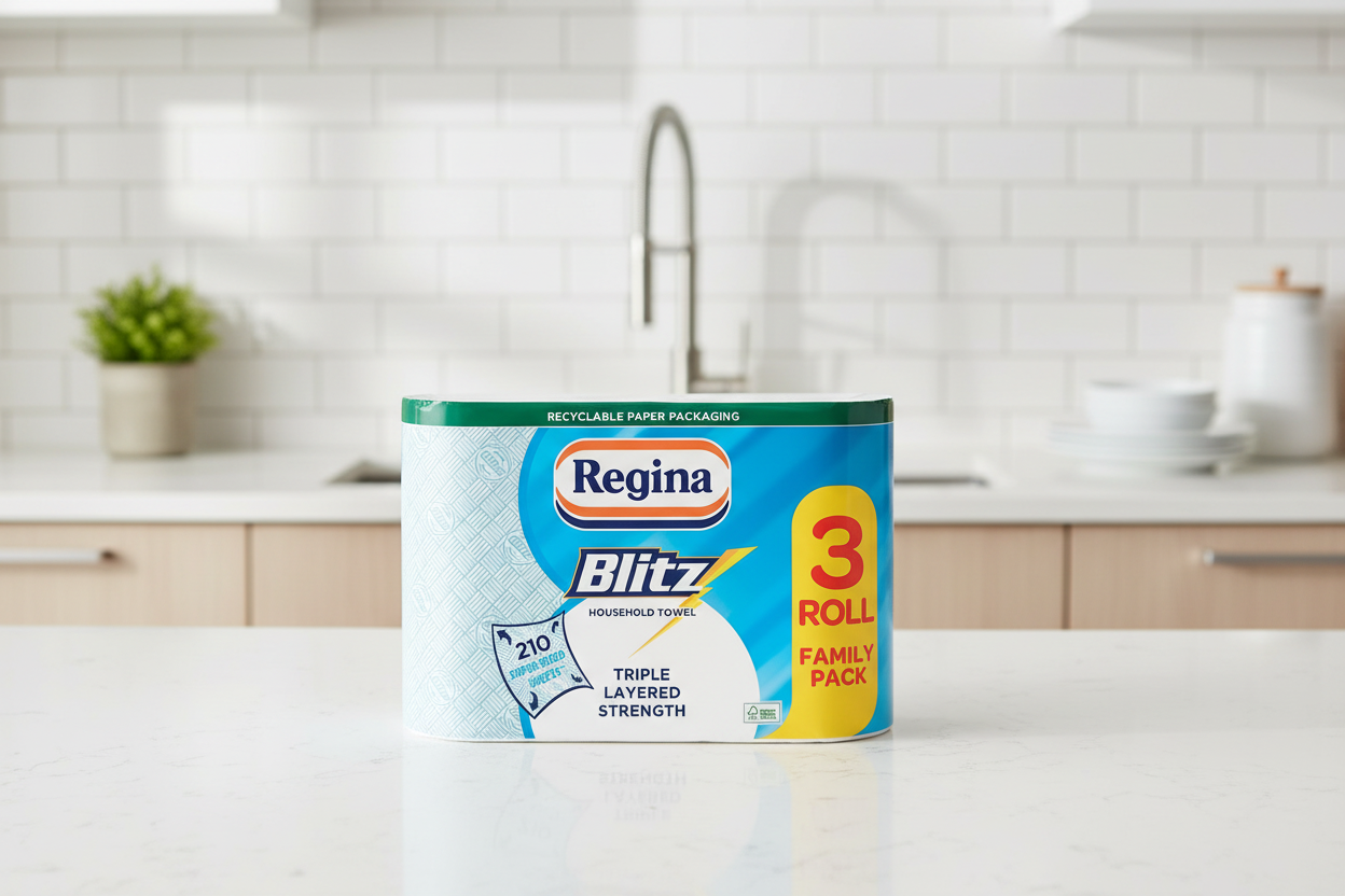Regina Blitz XXL Kitchen Towel {New 210 Sheet 3ply, Three Pack}