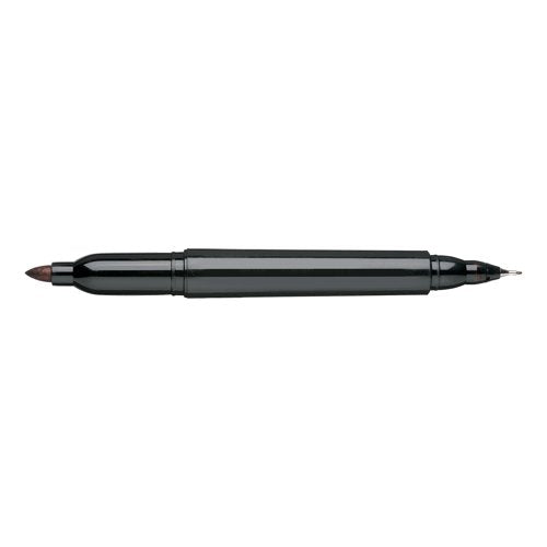 5 Star Twin Tip Permanent Marker 1.5mm and 0.4mm Line Black (Pack of 12) 102797
