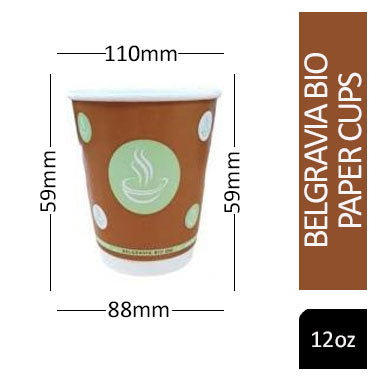12oz Belgravia Biodegradable Double Walled Cups (500's) LINE TO BE DISCONTINUED.