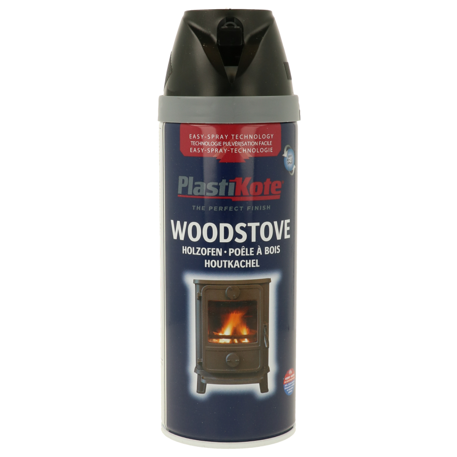 Plastikote Twist and Spray | Woodstove Spray Paint | Heat Resisitant Paint | Black | 3 x 400ml.