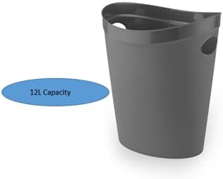 Addis 518039 Waste Paper Bathroom/Bedroom/Office Bin, Charcoal, 26 X 27 X 33 Cm