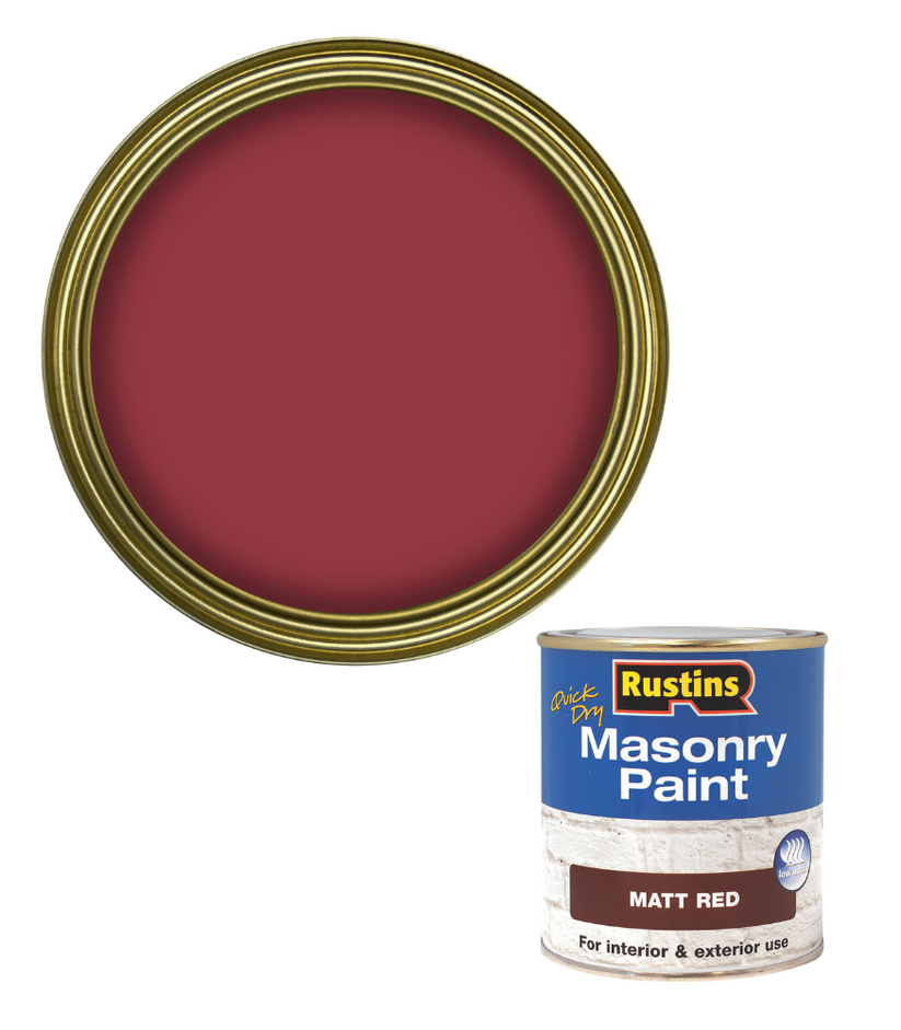 Rustins Masonry Paint | Matt Red | Quick Drying | Low Odour | 500ml