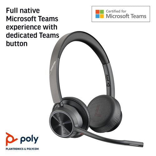 Poly Voyager 4320 Wireless Binaural USB-A Headset MS Teams Certified + BT700 Dongle 77Y98AA