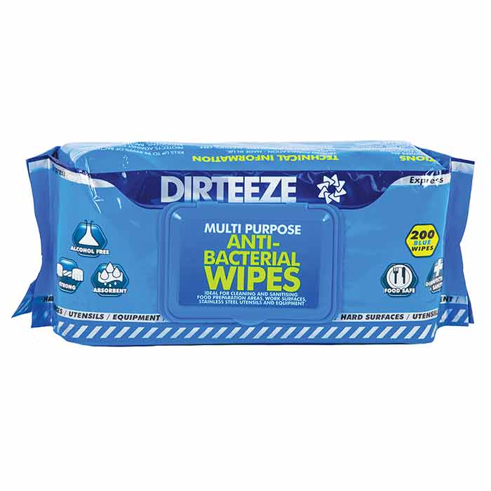 Dirteeze Multi Purpose Anti Bacterial Wipes Flowpack 200's - UK BUSINESS SUPPLIES