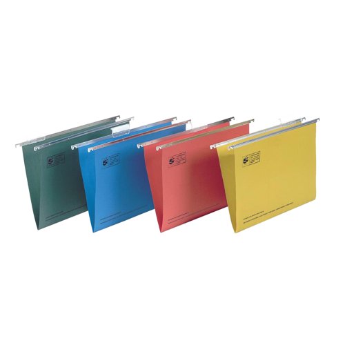 5 Star Suspension File Tabs/Inserts Manilla 15mm V-base 180gsm Foolscap Green (Pack of 50) 296913