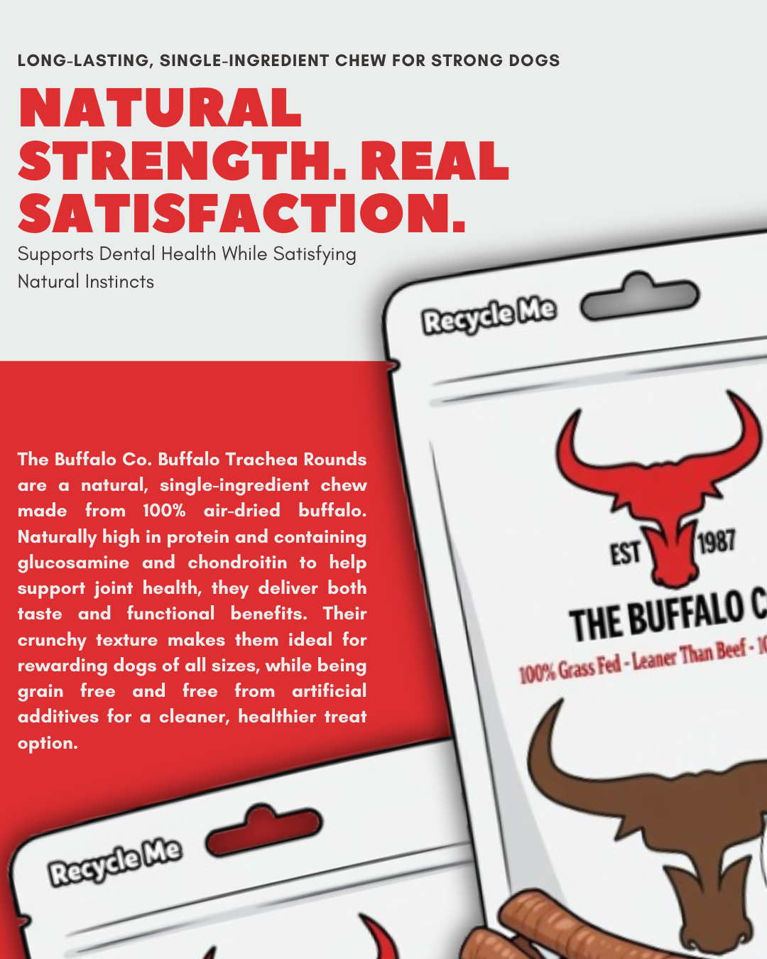 The Buffalo Co. Buffalo Trachea Rounds for Dogs | 100% Natural Grass-Fed Dog Treats | 1 x 100g