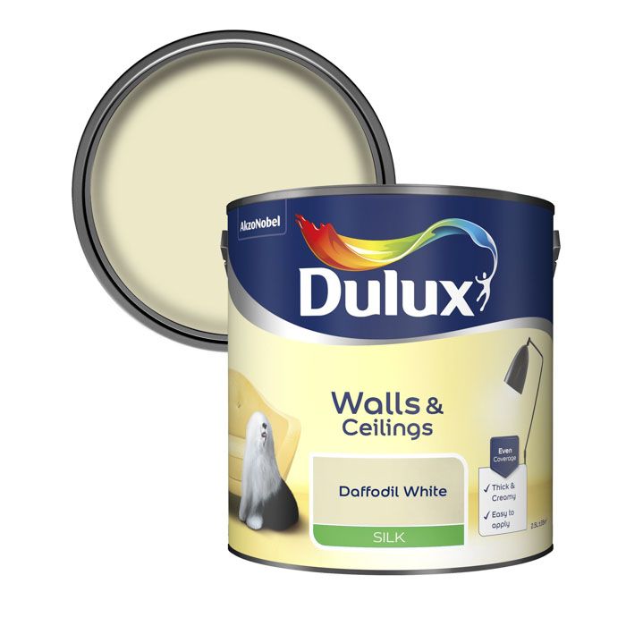 Dulux Silk Emulsion Paint For Walls And Ceilings - Daffodil White 2.5 Litres