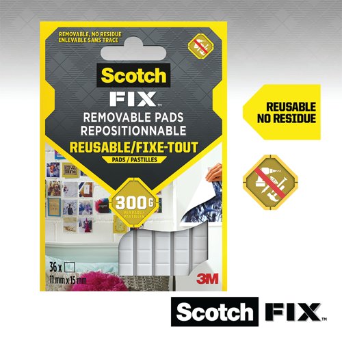 Scotch-Fix Removable Double Sided Adhesive Pads 11x15mm (Pack of 36) 7100263372