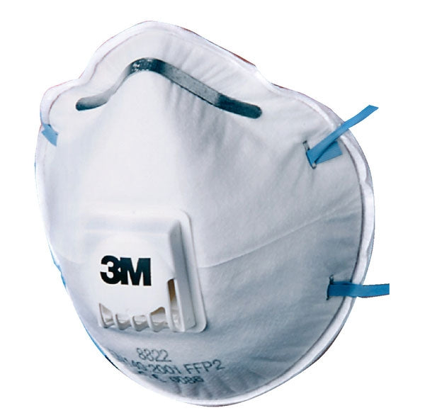 3M 8822 Cup-Shaped Respirator/Dust Mask (Valved) - FFP2 {10 Pack} - UK BUSINESS SUPPLIES
