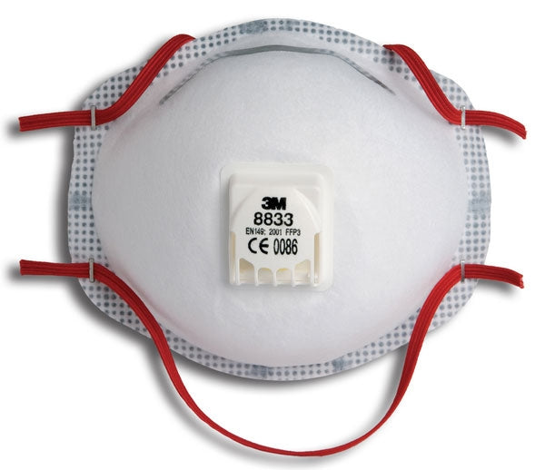 3M 8833 Cup-Shaped Respirator (Valved) - Superior Protection Level FFP3 {10 Pack} - UK BUSINESS SUPPLIES
