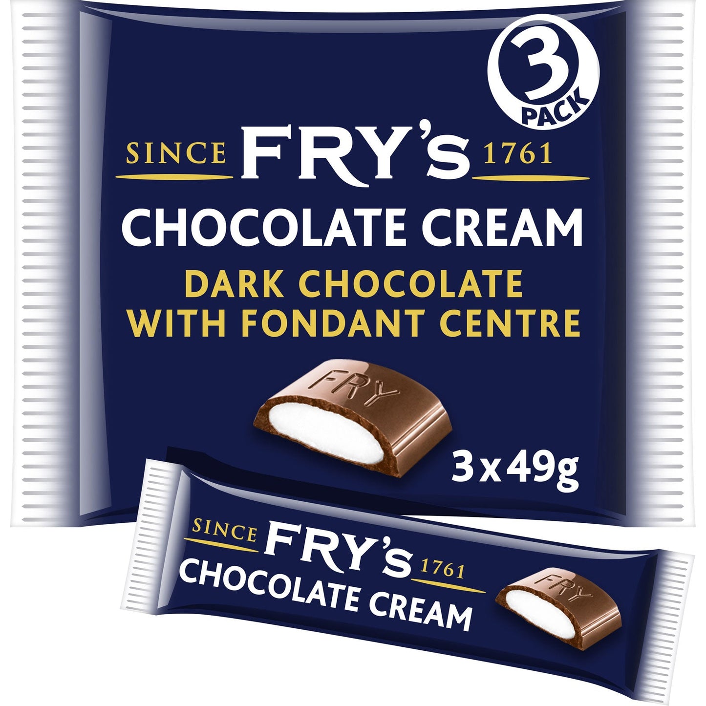 Fry's Chocolate Cream | Dark Chocolate Bars Cream Fondant | 3 x 49g | 16 x 147g Full Case