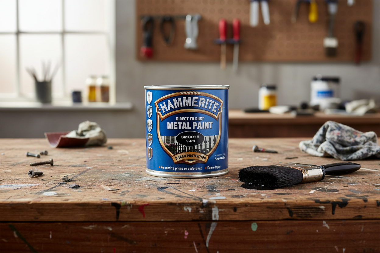 Hammerite Direct to Rust Metal Paint - Smooth Black Finish 250ml, 5084863
