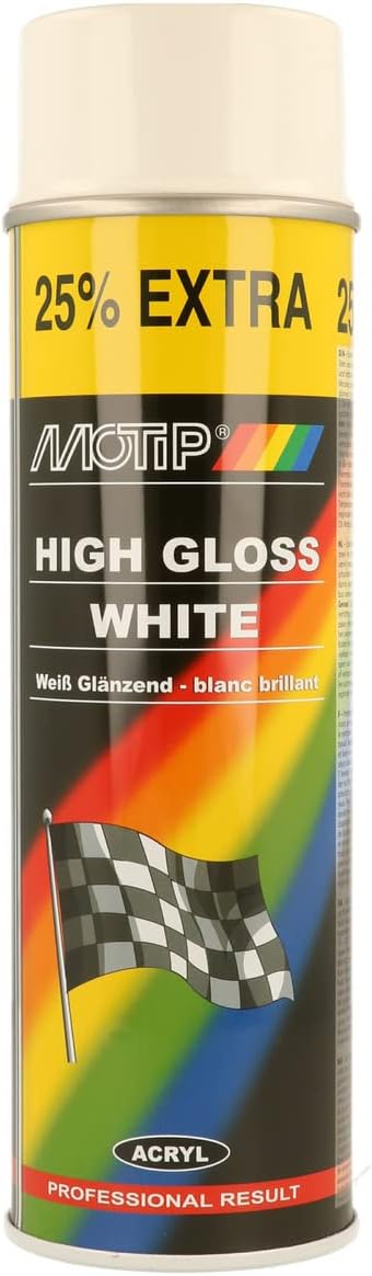 Motip High Gloss Spray Paint | White | 1 x 500ml