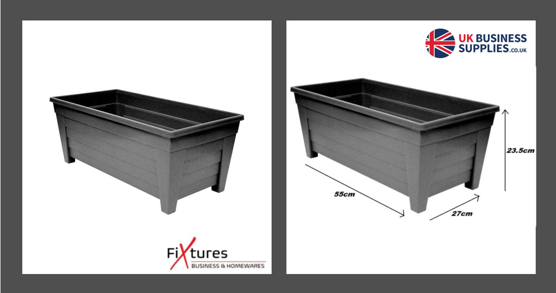 Fixtures Grosvenor Raised Trough Large 55cm Black/Ebony - UK BUSINESS SUPPLIES