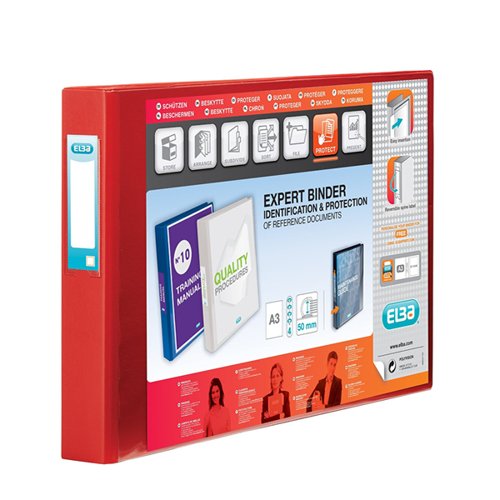 Elba Vision 30Mm 4D-Ring Binder Oblong A3 Red 100080866