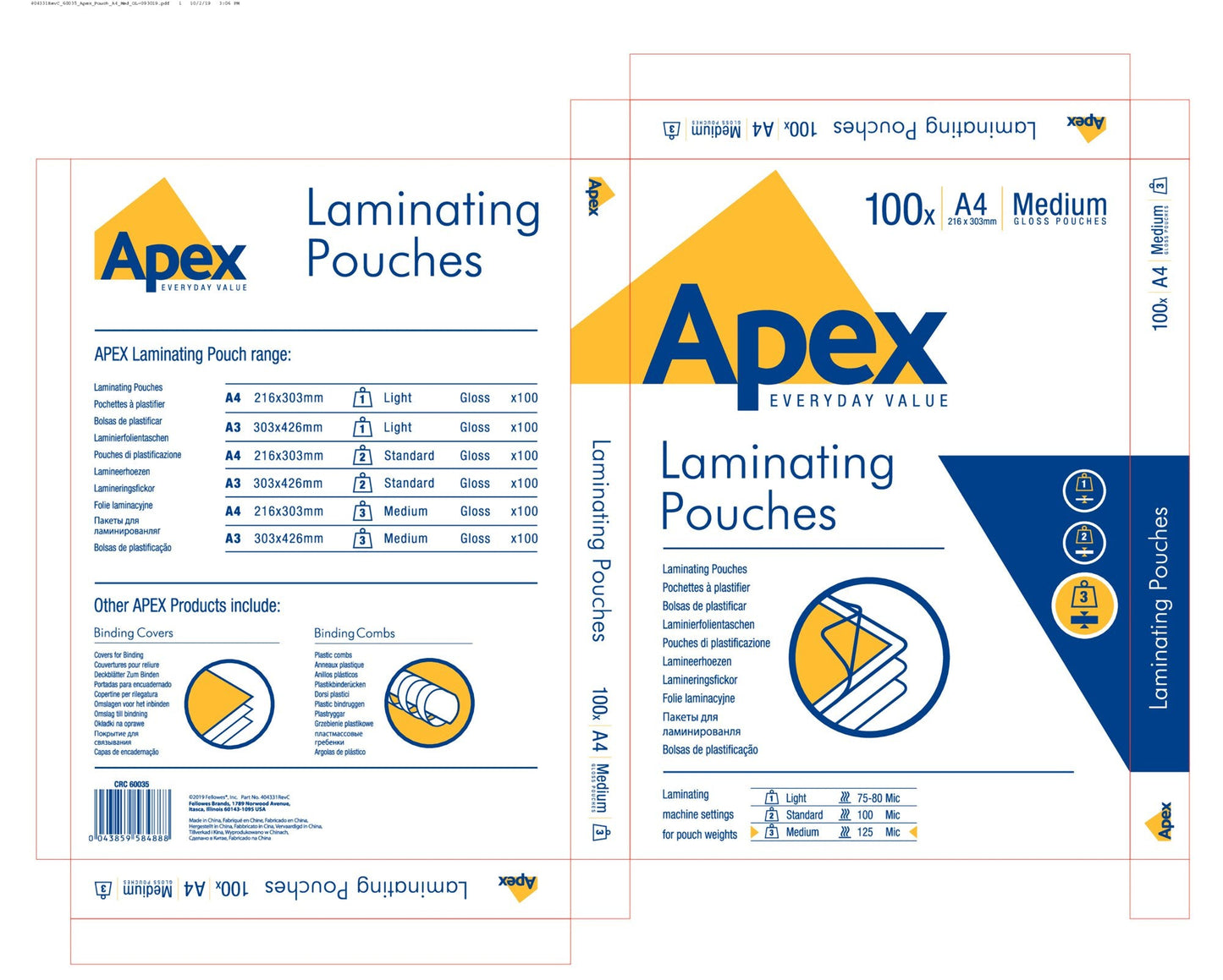 ValueX Laminating Pouch A4 2x125 Micron Gloss (Pack 100) 6003501 - UK BUSINESS SUPPLIES