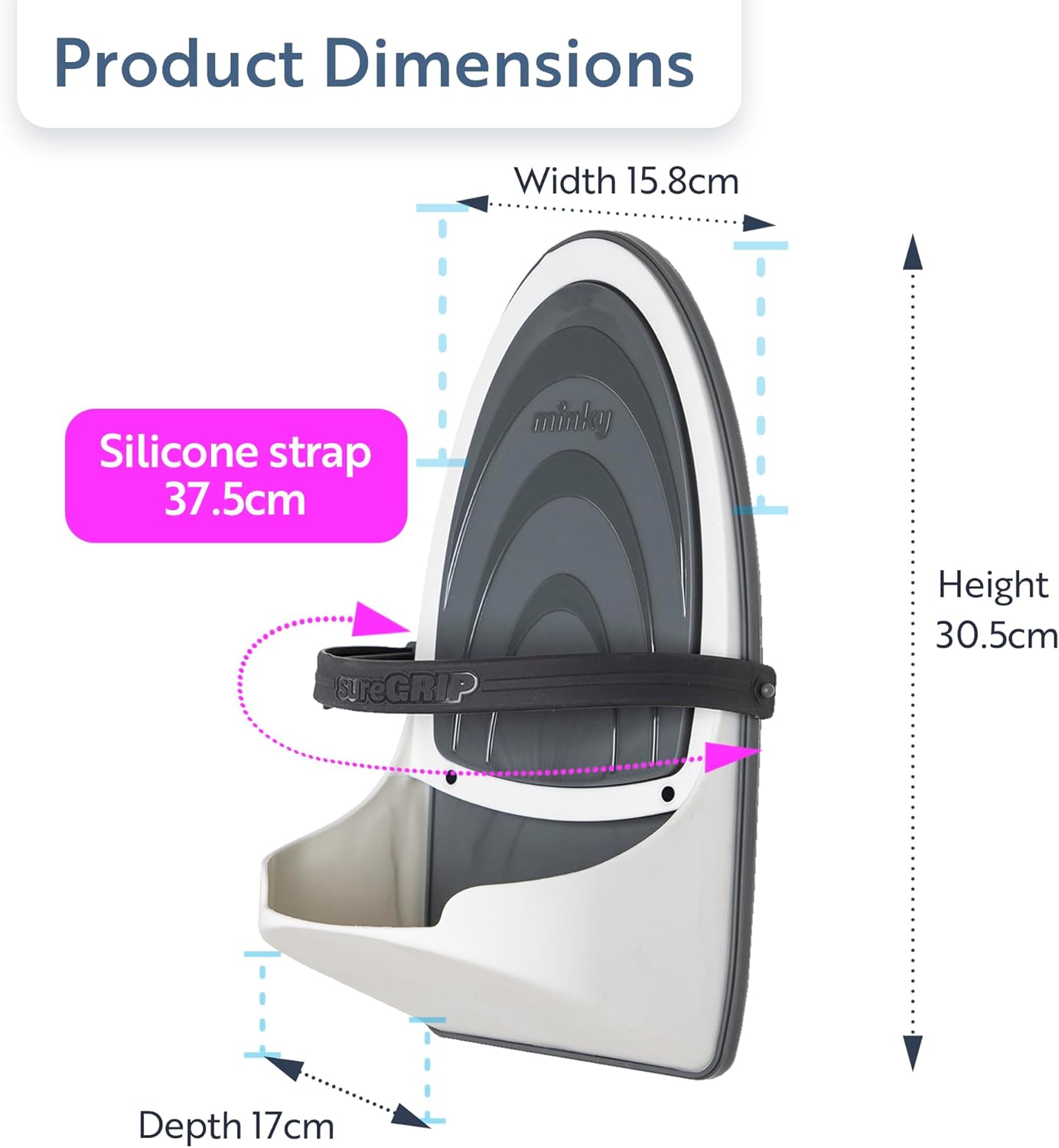 Minky Sure Grip Iron Holder With Strong And Secure Strip, Grey, One Size