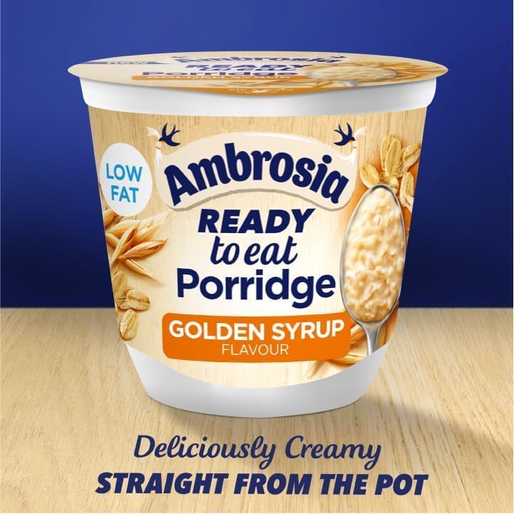 Ambrosia Low Fat Porridge Pots, Ready-to-Eat Golden Syrup | 6 x 210g