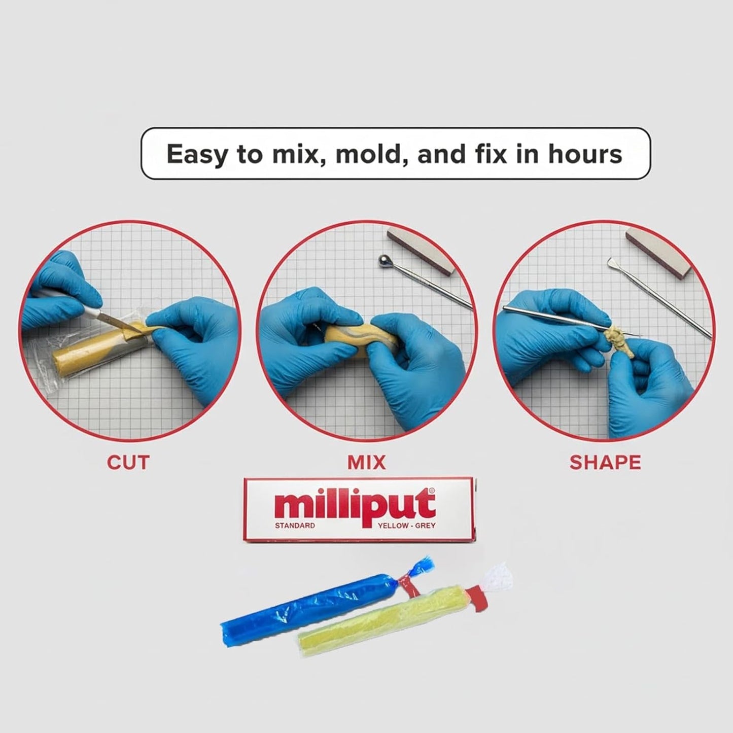 Milliput Standard Yellow Grey Epoxy Putty 125g