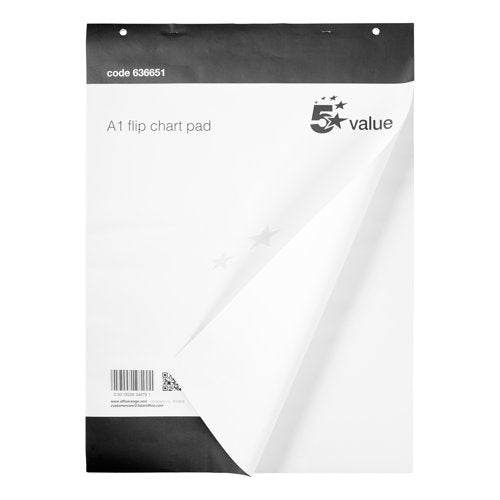5 Star Flipchart Pad Perforated 40 Sheets A1 (Pack of 5)