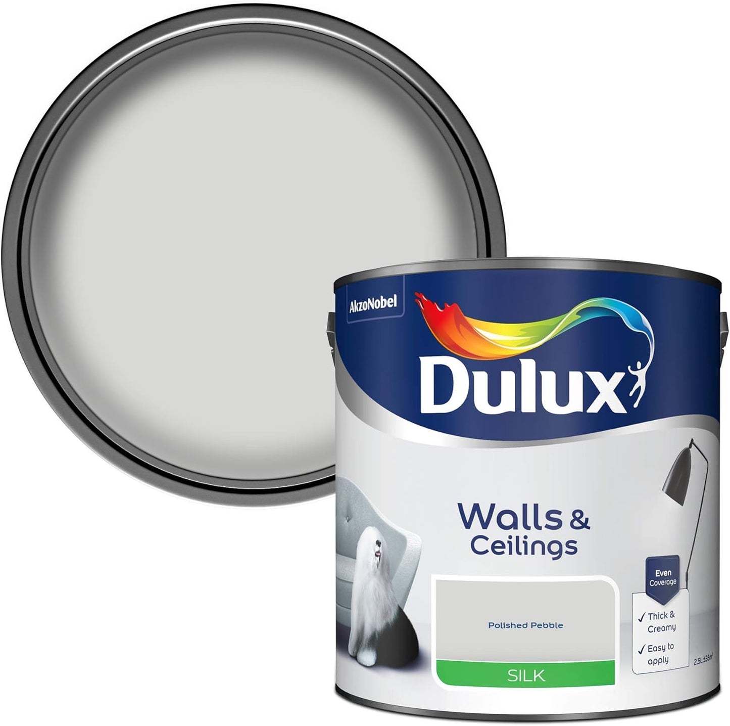Dulux Walls & Ceilings Polished Pebble Silk Emulsion paint, 2.5L