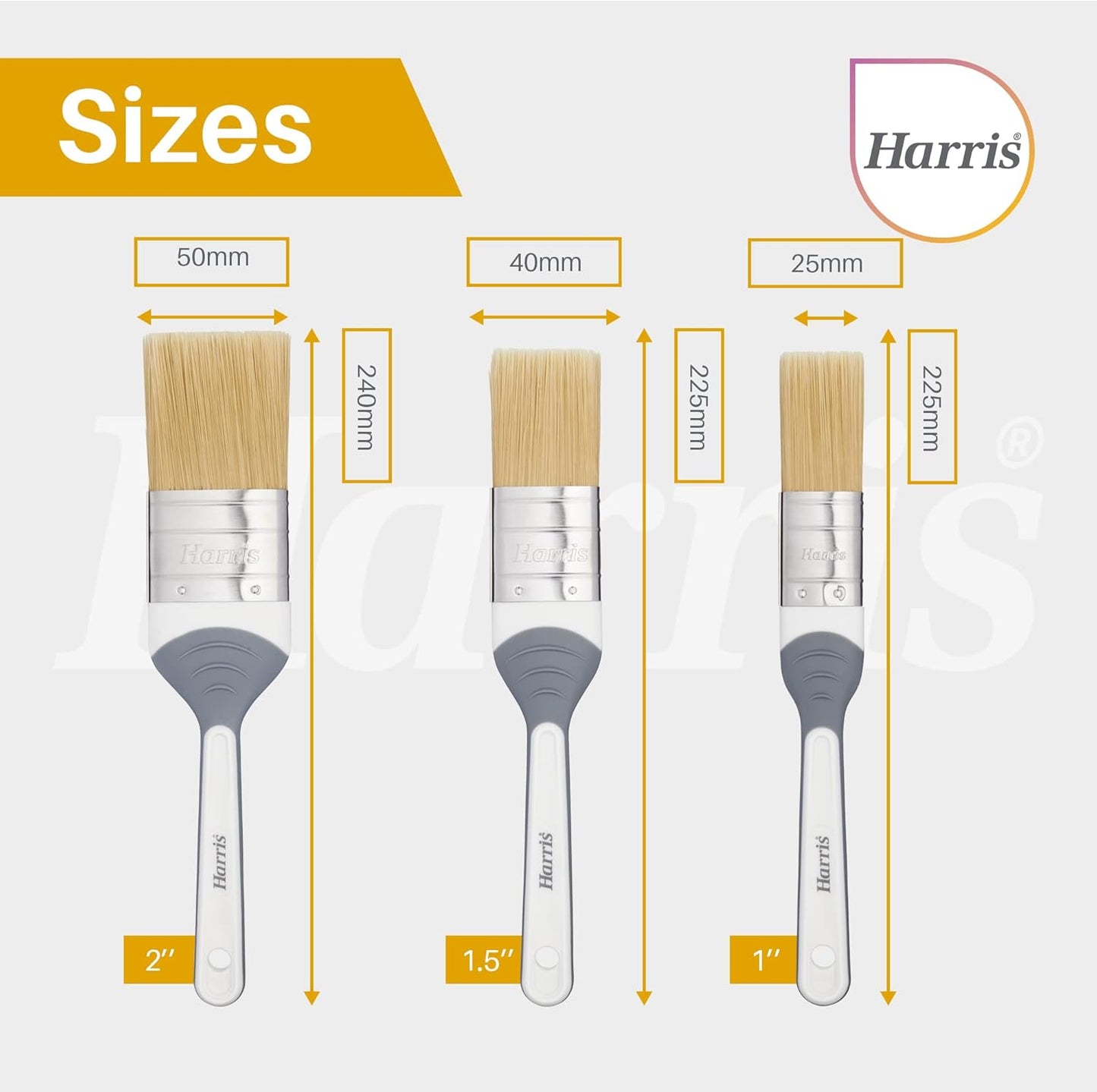 Harris Seriously Good Woodwork Stain & Varnish Paint Brushes, 3 Brush Pack In Grey