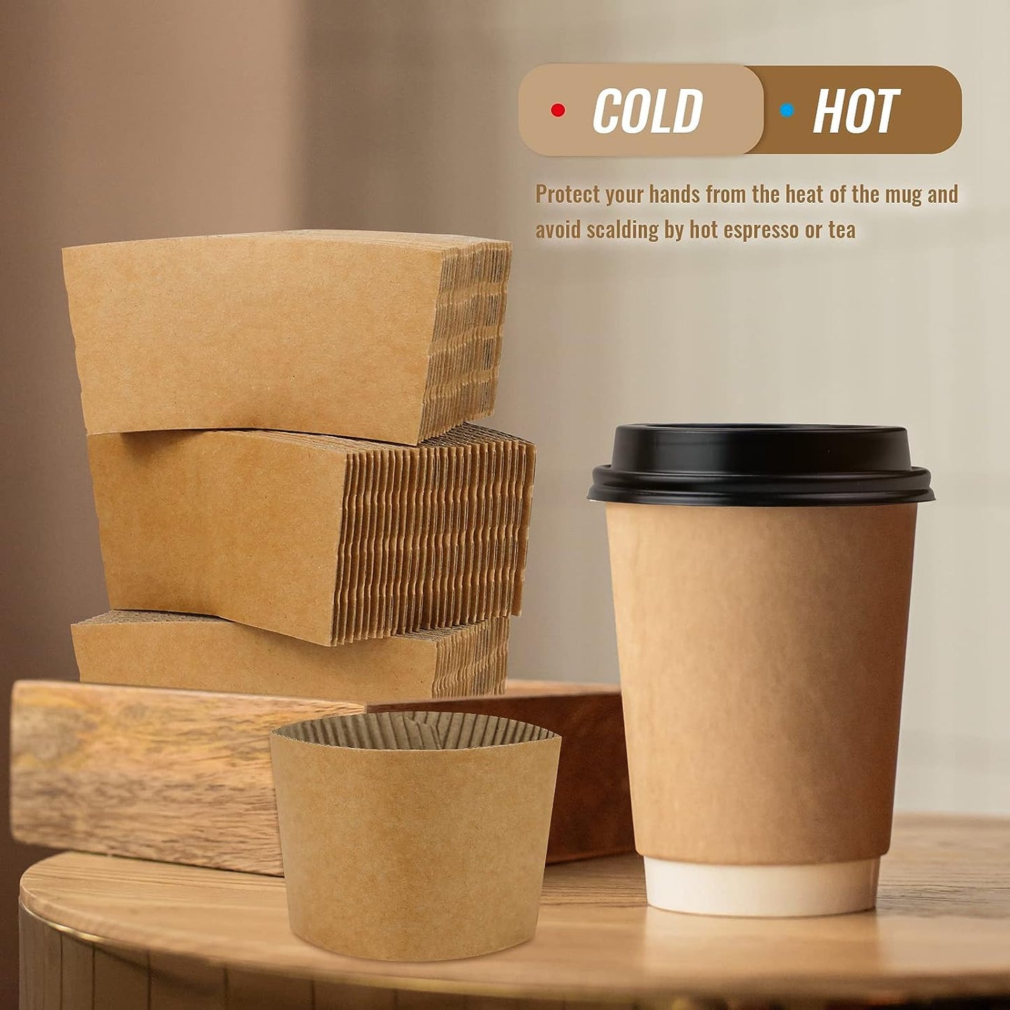 12oz Kraft Paper Cup Sleeves x 1000