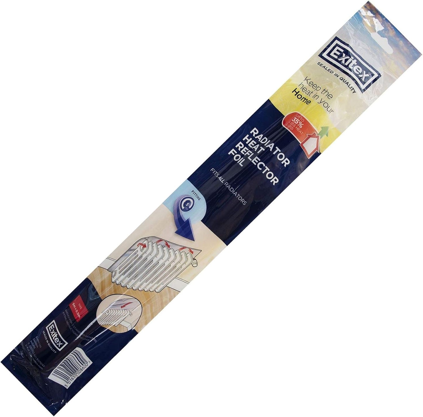 Radiator Heat Reflect Foil by Exitex 5m x 50cm with sticky pads Included