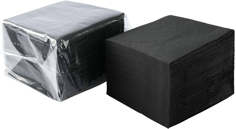 Bulky Soft Bar Napkins / Serviettes 2ply 23cm BLACK {100}