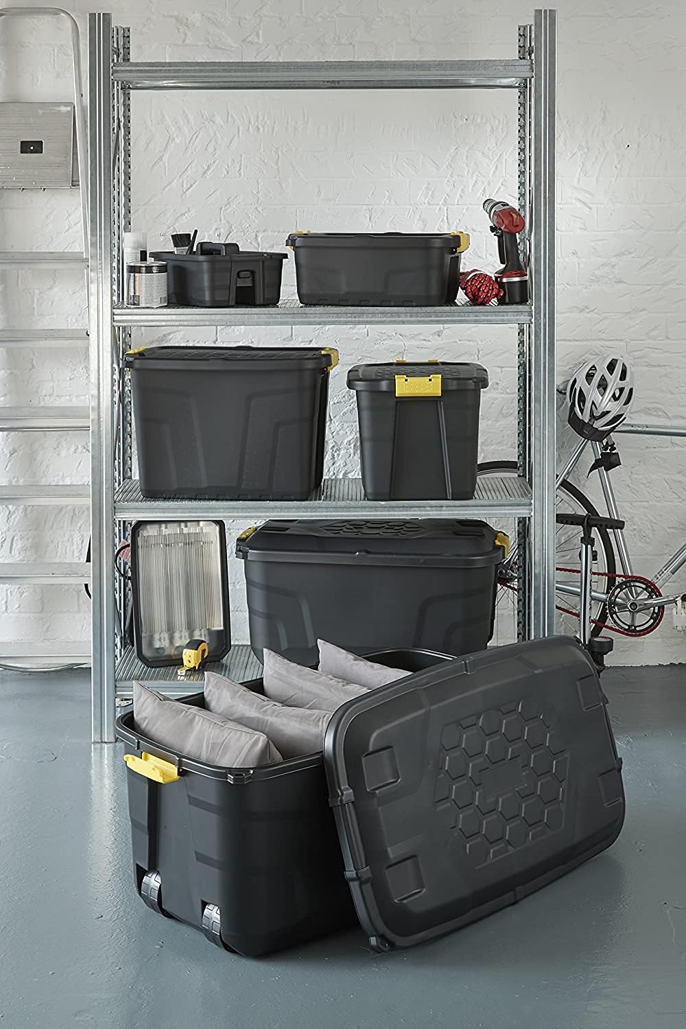Strata 75 Litre Heavy Duty Plastic Smart Box Trunk Lid with Clip Lock and Wheels (HW441)