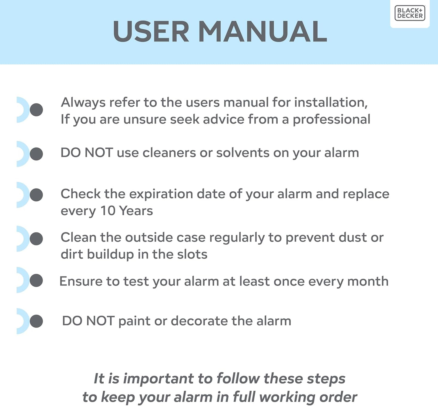 Black + Decker Heat Alarm |10 Year Sealed Lithium Battery Life | Thermistor Sensor | For use in
