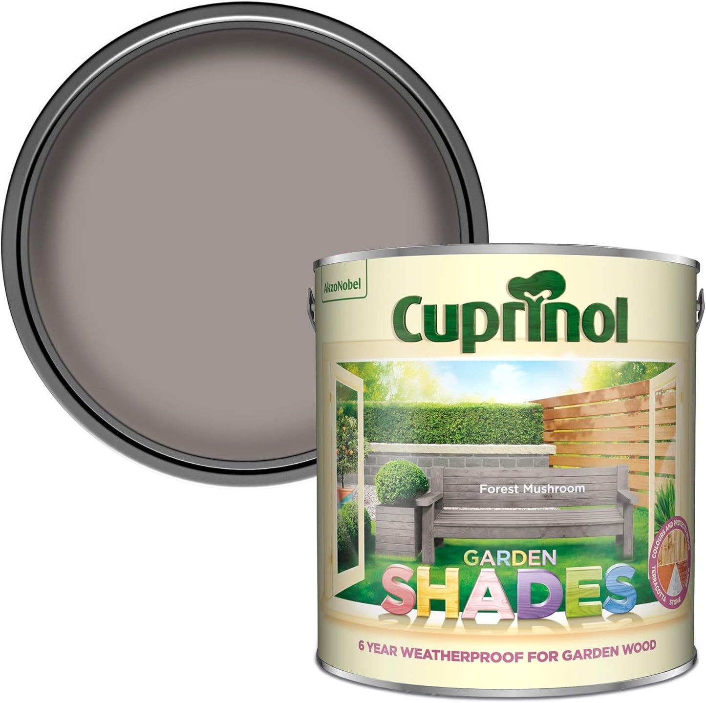 Cuprinol 5232387 Cupgsfm25L 2.5 Litre Garden Shades Paint - Forest Mushroom
