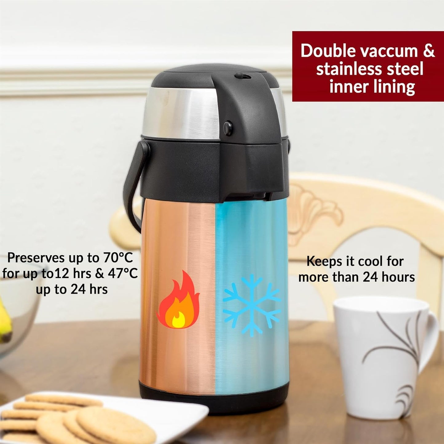Fixtures Chrome President Pump AirPot Vacuum Jug 1.9L - 3 Litre (ALL SIZES)