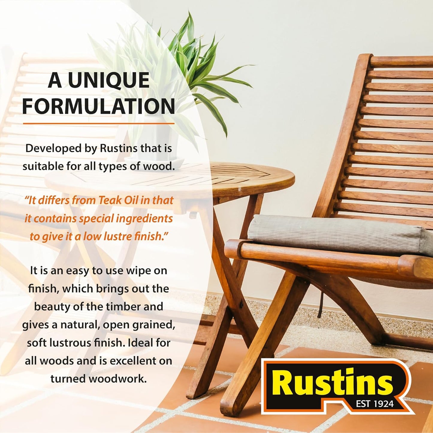 Rustins Original Danish Oil | Interior & Exterior | 5 Litre