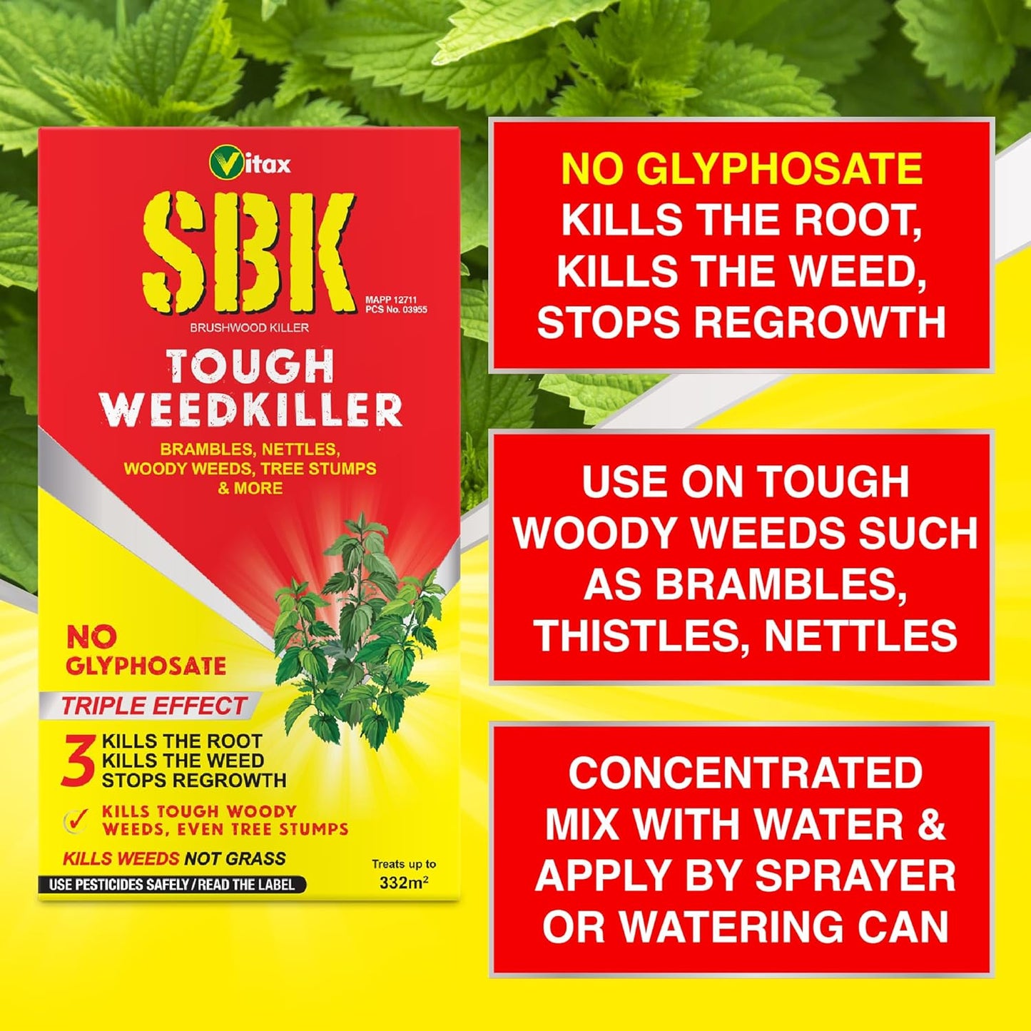Vitax SBK Tough Weedkiller 1 Litre. Kills The Roots. No Glyphosate