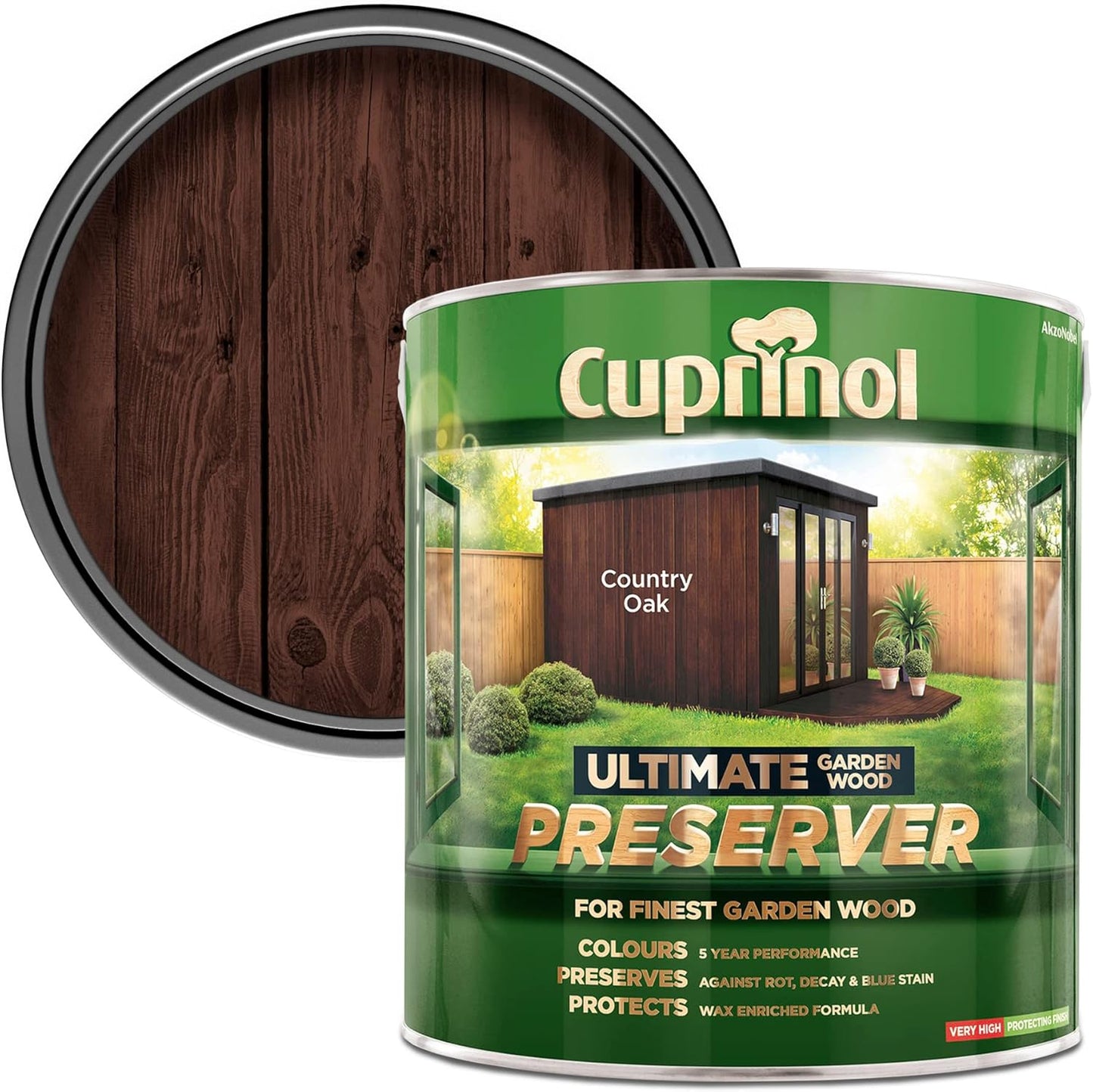 Cuprinol Ultimate Garden Wood Preserver | Wax Enriched Formula | Country Oak 4L