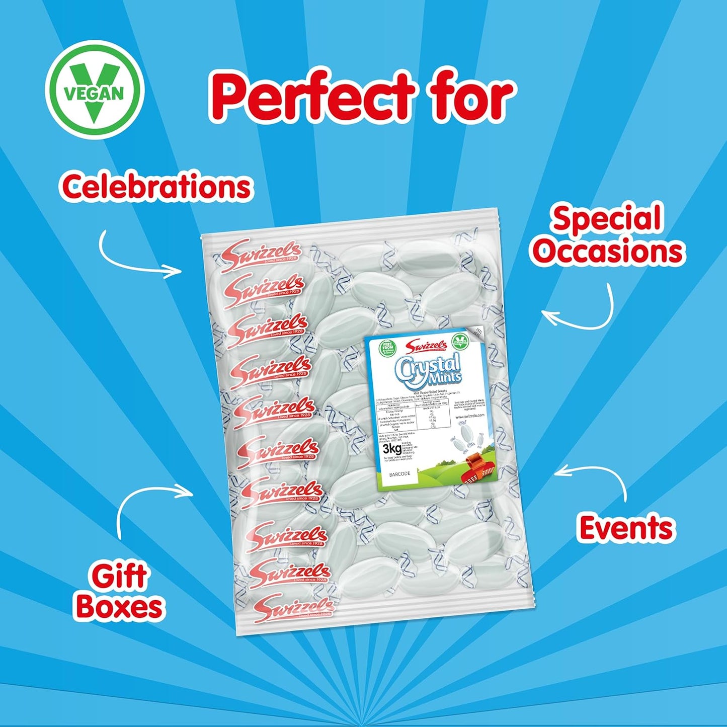 Swizzels Crystal Mints 3kg | Bulk Bag Boiled Mint Sweets