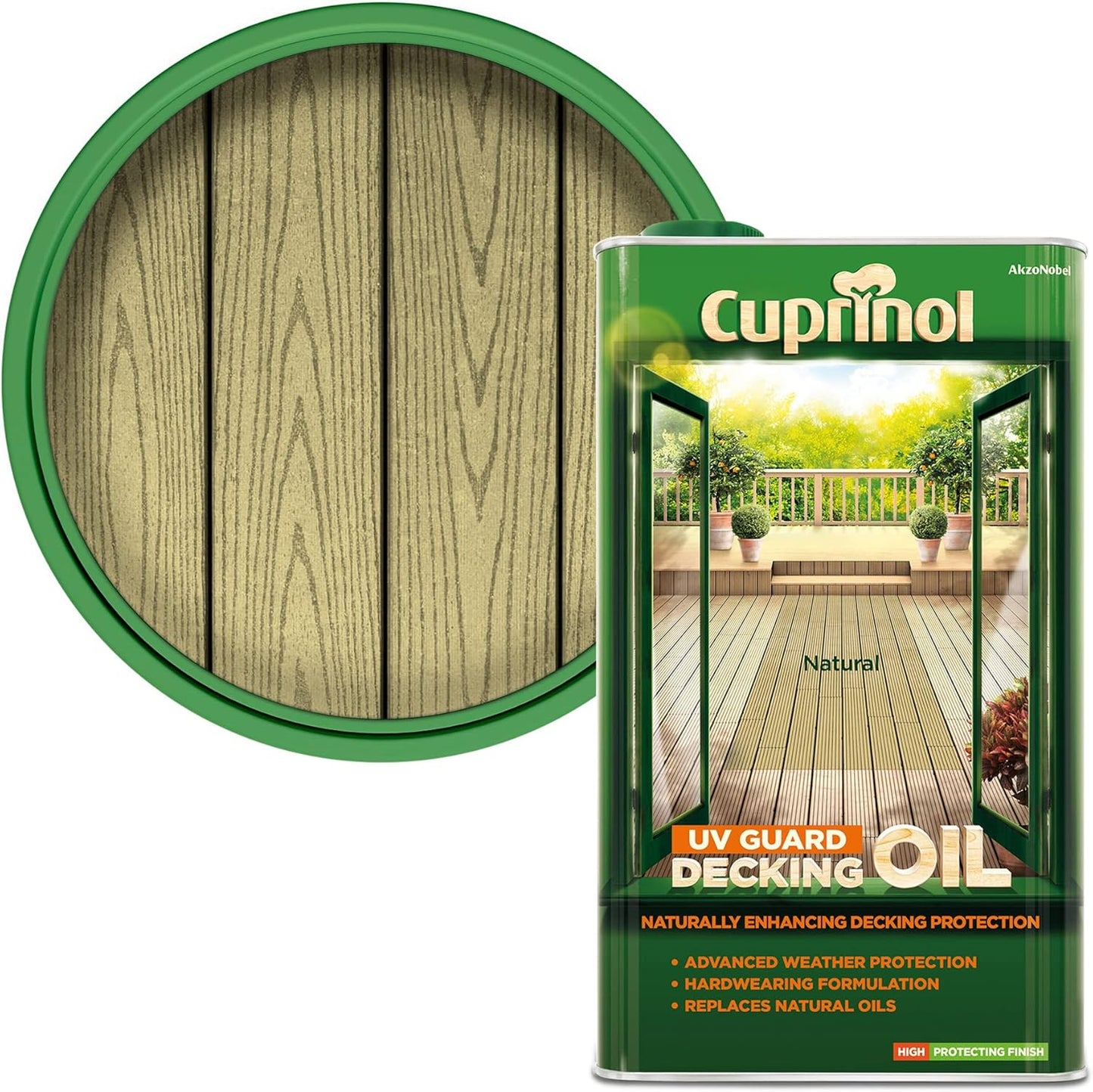 Cuprinol UV Guard Natural UV Resistant Decking Wood Oil, 5 Litre