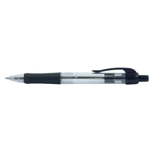 5 Star Retractable Grip Ball Pen Medium 1mm Tip 0.4mm Line Black (Pack of 10) 909965