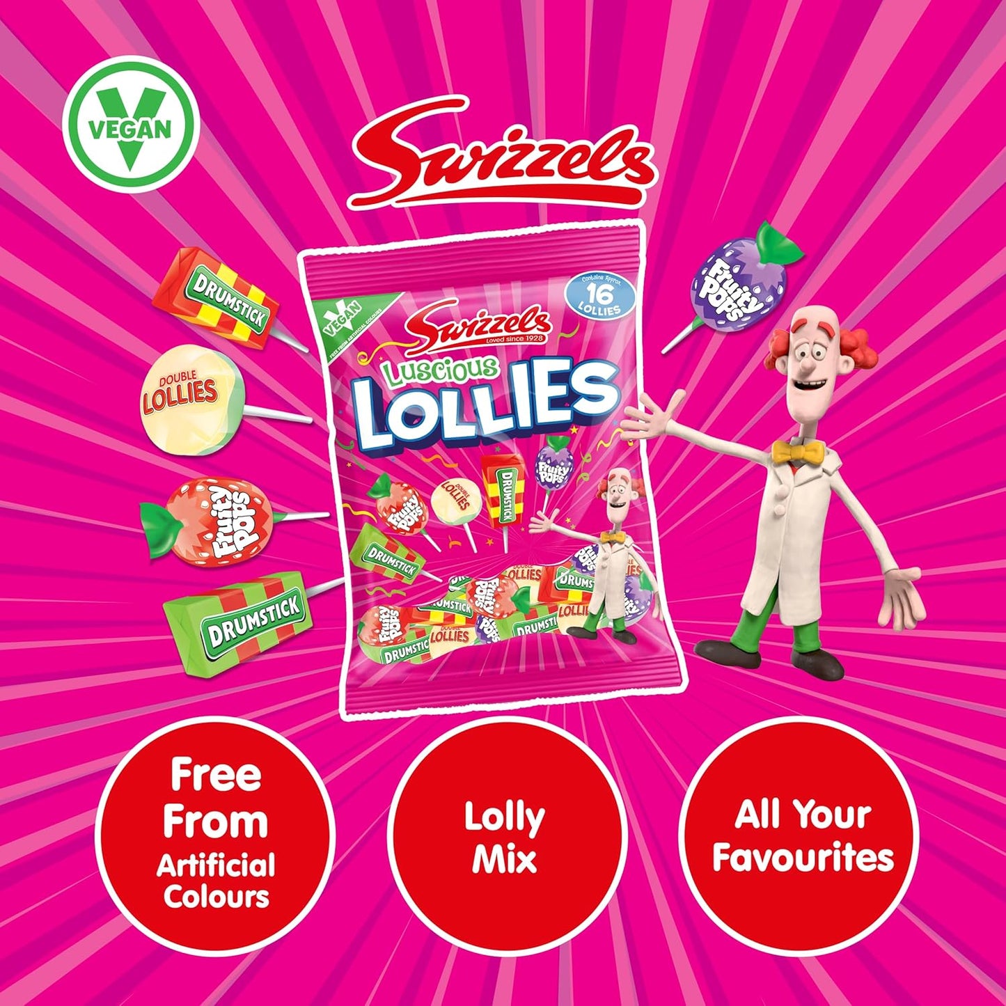 Swizzels Luscious Lollies Variety Pack 176g | Aproximately 16 in each Bag | Multi-Pack Bundle 6 Packets