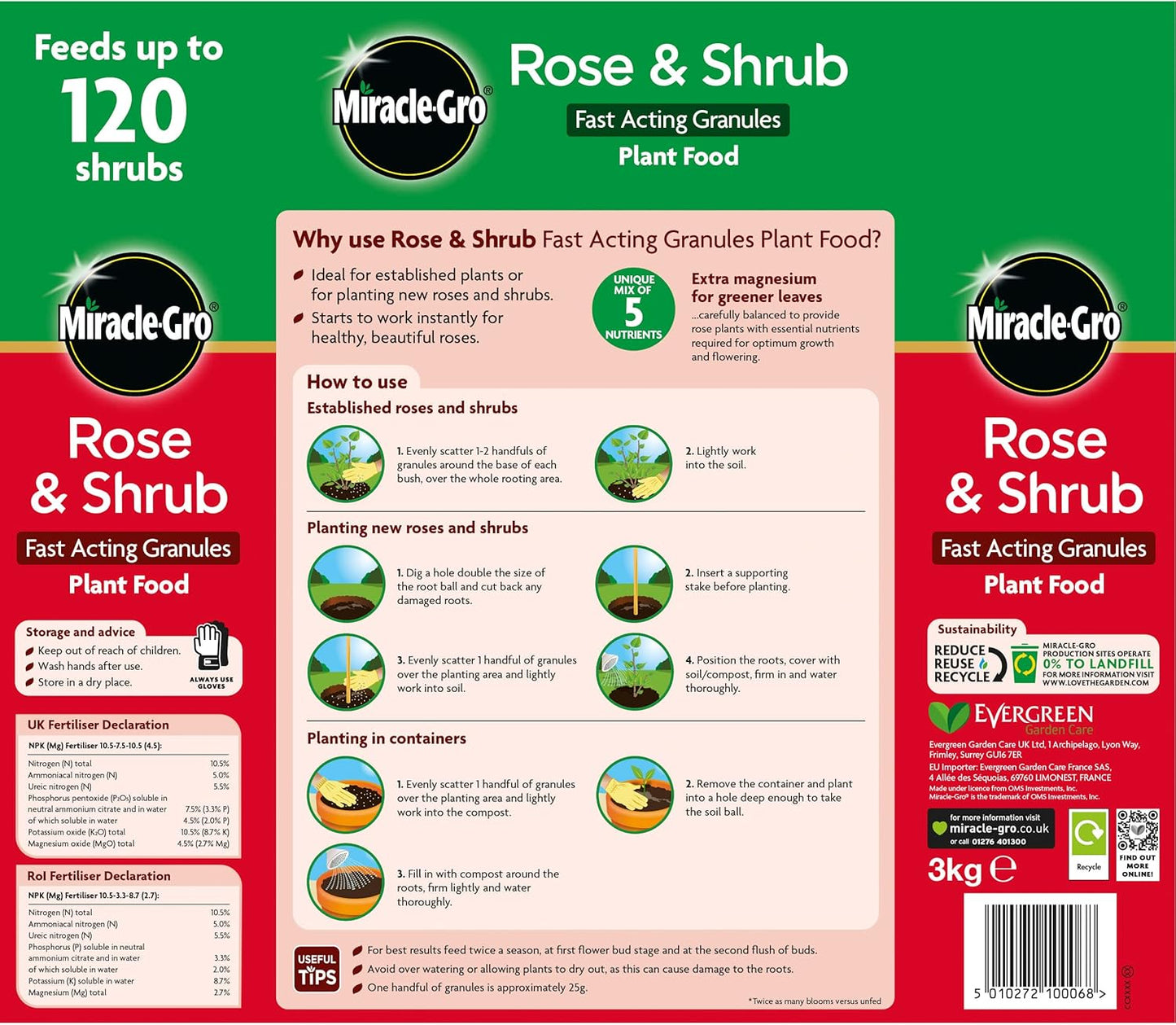 Miracle-Gro Rose & Shrub Fast Acting Plant Food 3kg