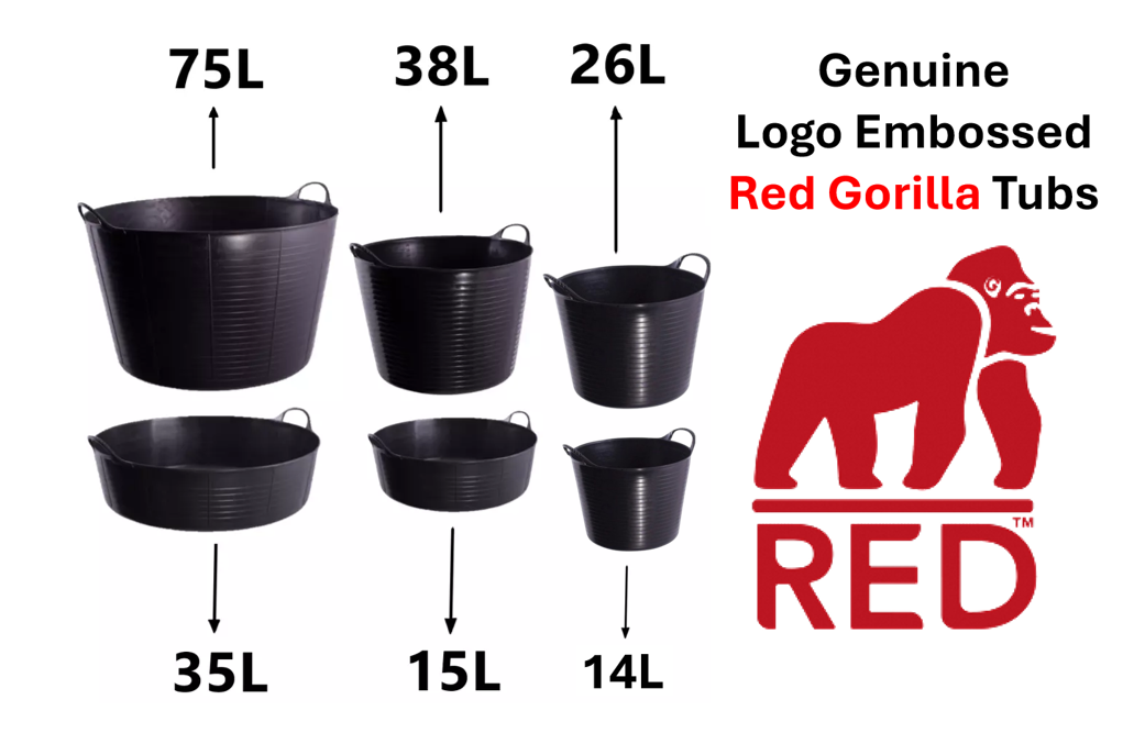 Red Gorilla {Tubtrug} Black Shallow Tub Large 35 Litre