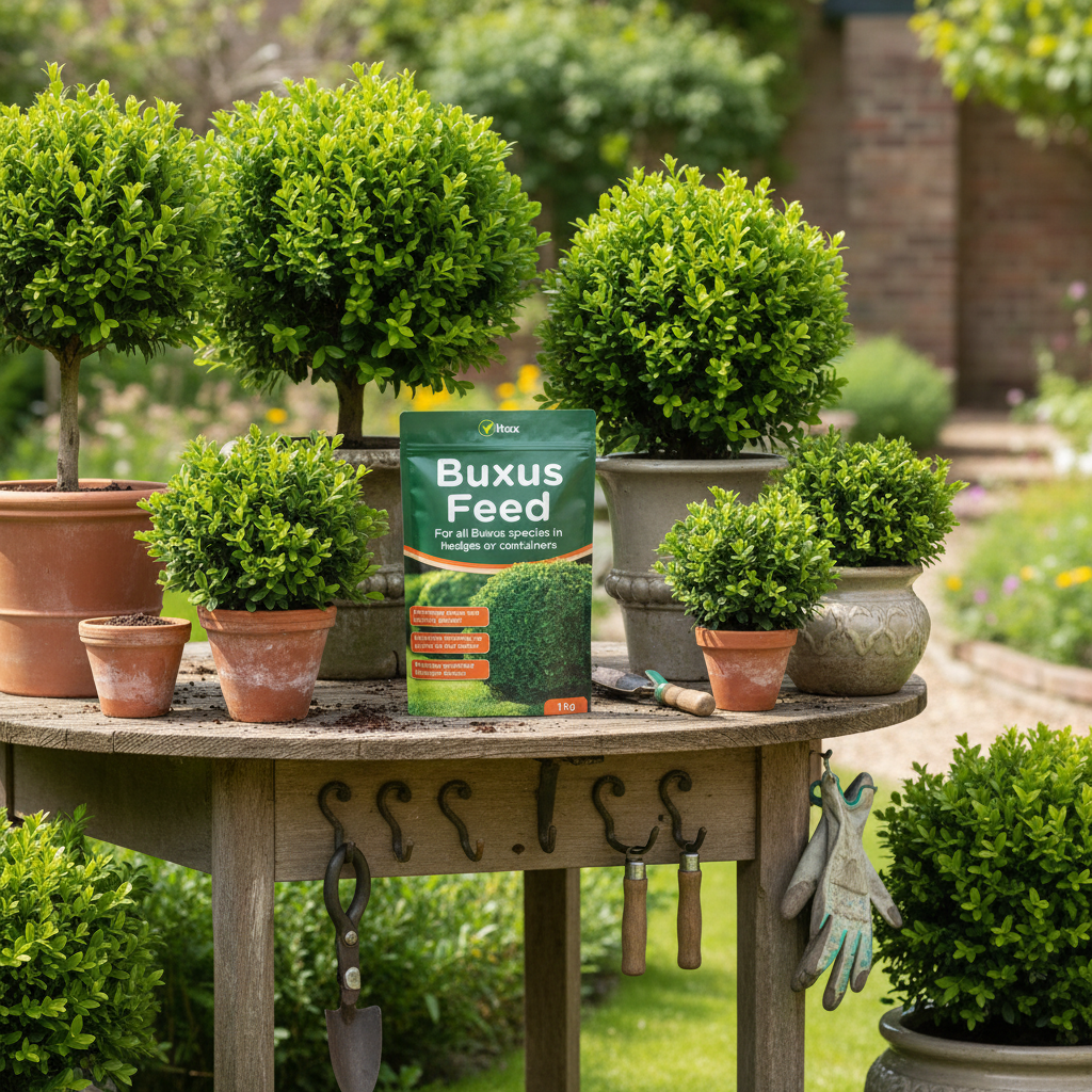 Vitax Buxus Feed | Extended Nitrogen Release, Promotes Healthy Growth: 1Kg Pouch