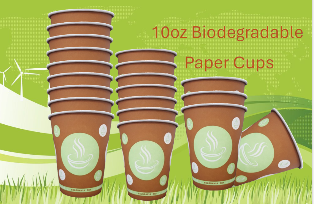 10oz Belgravia Biodegradable & Compostable Single Walled Paper Cups