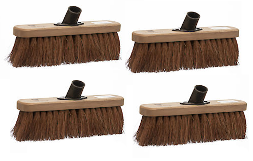 Castledale 10" Brush Head | Firm Bassine Bristles | Plastic Socket | 4 Pack Bundle