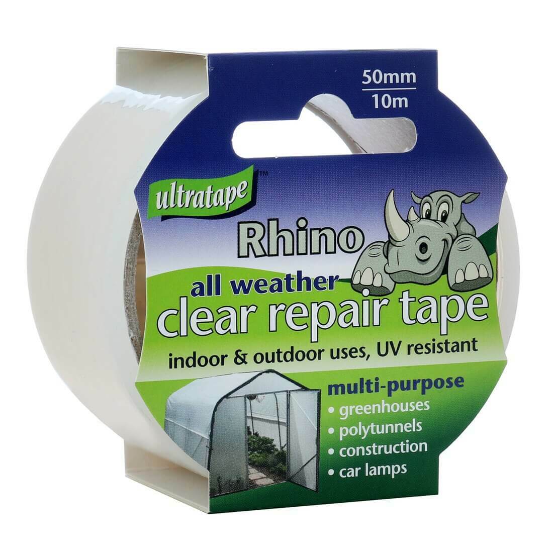 Rhino Clear Repair All Weather Tape | Transparent Waterproof Repair Tape | 50mm x 25m.