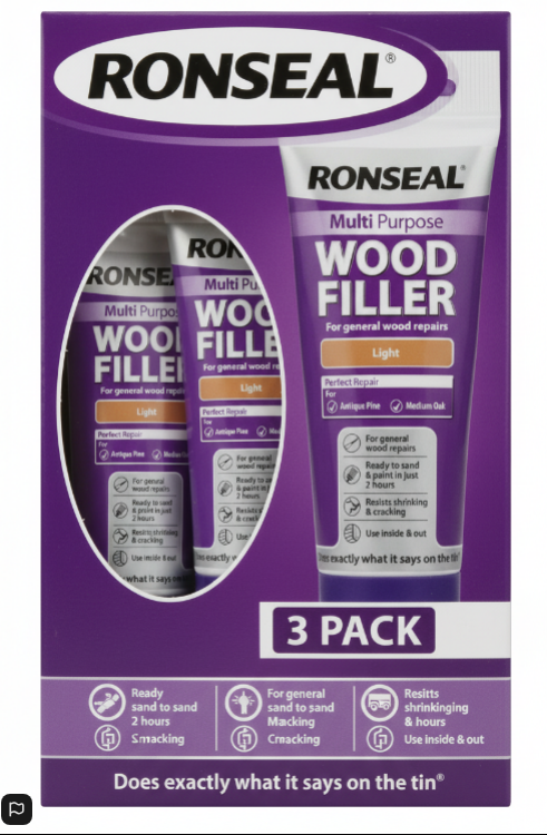 Ronseal Multi-Purpose Wood Filler Tube | Light | 1 x 325g Tube