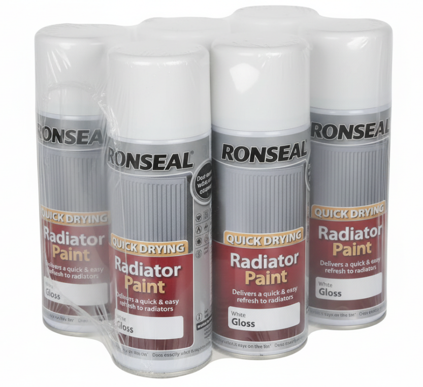 Ronseal Quick Drying Radiator Spray Paint White Gloss 400Ml