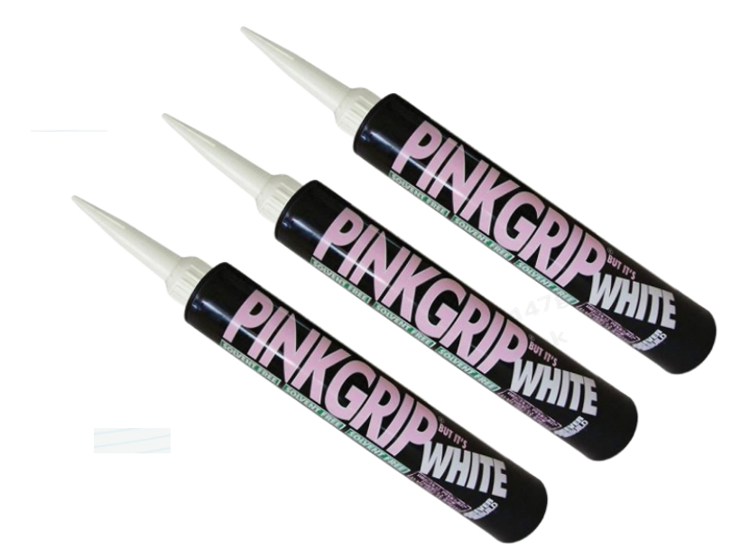 Everbuild Pinkgrip | Solvent Free | Dries WHITE | 6 x 380ml Cartridge