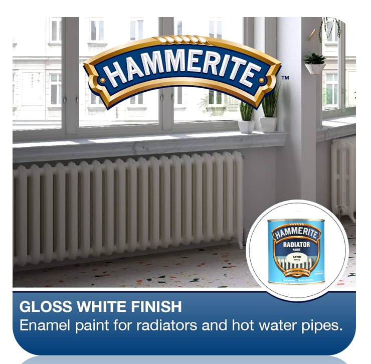 Hammerite Radiator Paint Satin White 500ml tin 